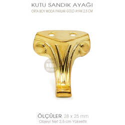 Metal Kutu Ayağı Moda Model Orta Boy (28x25 mm) Parlak Gold - Tual Hobi Sanat