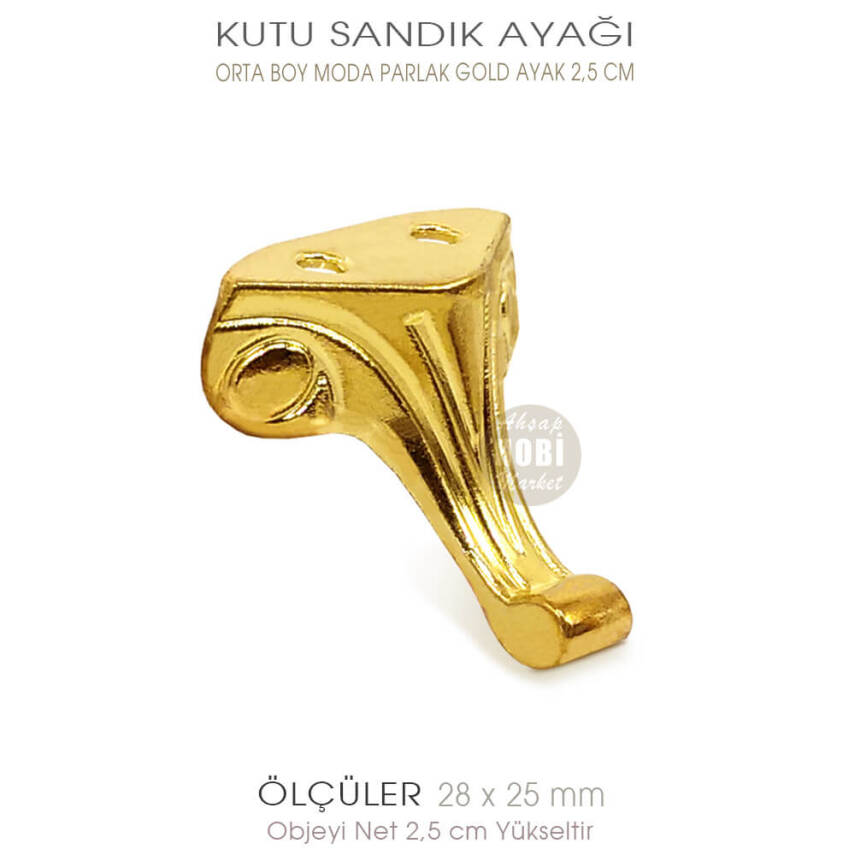 Metal Kutu Ayağı Moda Model Orta Boy (28x25 mm) Parlak Gold - 2