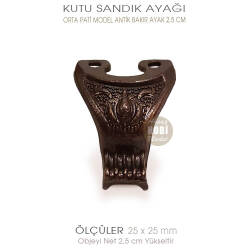 Metal Kutu Ayağı Pati Model (25x25 mm) Antik Bakır - Tual Hobi Sanat
