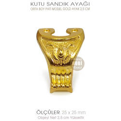 Metal Kutu Ayağı Pati Model (25x25 mm) Parlak Gold - Tual Hobi Sanat