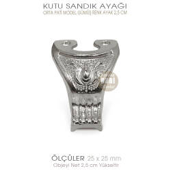 Metal Kutu Ayağı Pati Model (25x25 mm) Parlak Gümüş - Tual Hobi Sanat