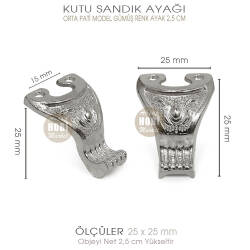 Metal Kutu Ayağı Pati Model (25x25 mm) Parlak Gümüş - Tual Hobi Sanat (1)