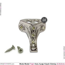 Metal Taşlı Kutu Ayağı Moda Model Gümüş (2,5x2 cm) Vida Hediye - Tual Hobi Sanat