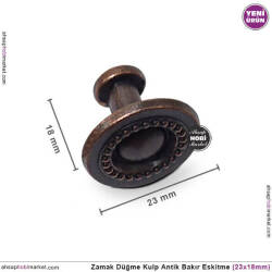 Metal Zamak Düğme Kulp Antik Bakır (23x18 mm) - 3