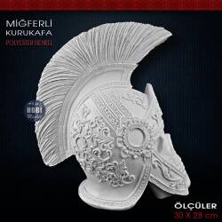 Miğferli Kurukafa Heykeli (30x28 cm) Ham Polyester - Tual Hobi Sanat (1)