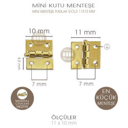 Mini Menteşe En Küçük Boy (11x10 mm) Parlak Gold - Tual Hobi Sanat (1)