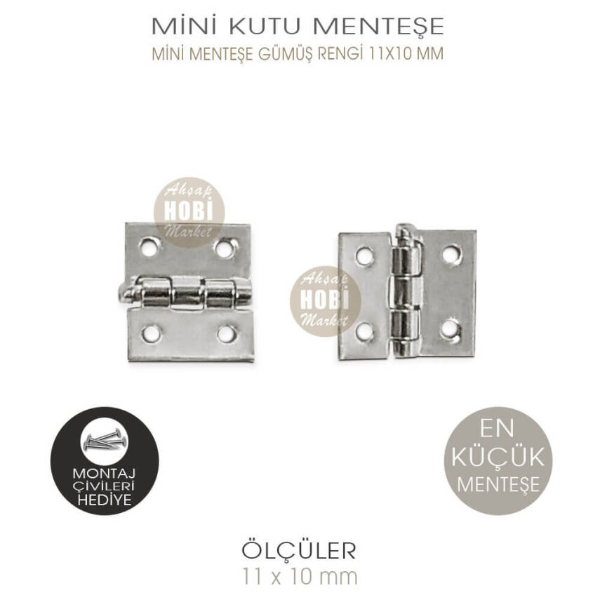 Mini Menteşe En Küçük Boy (11x10 mm) Parlak Gümüş - 1