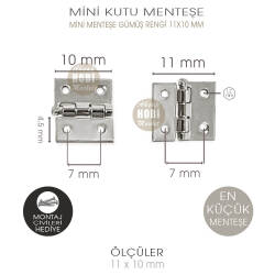 Mini Menteşe En Küçük Boy (11x10 mm) Parlak Gümüş - Tual Hobi Sanat (1)