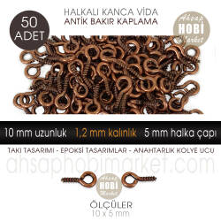 Minik Kanca Vida 50 Adet Takı Epoksi Tasarımı (10x5 mm) Antik Bakır - Tual Hobi Sanat