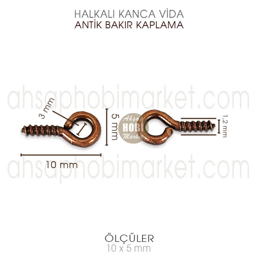Minik Kanca Vida 50 Adet Takı Epoksi Tasarımı (10x5 mm) Antik Bakır - 2