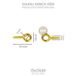 Minik Kanca Vida 50 Adet Takı Epoksi Tasarımı (10x5 mm) Parlak Gold - Tual Hobi Sanat (1)