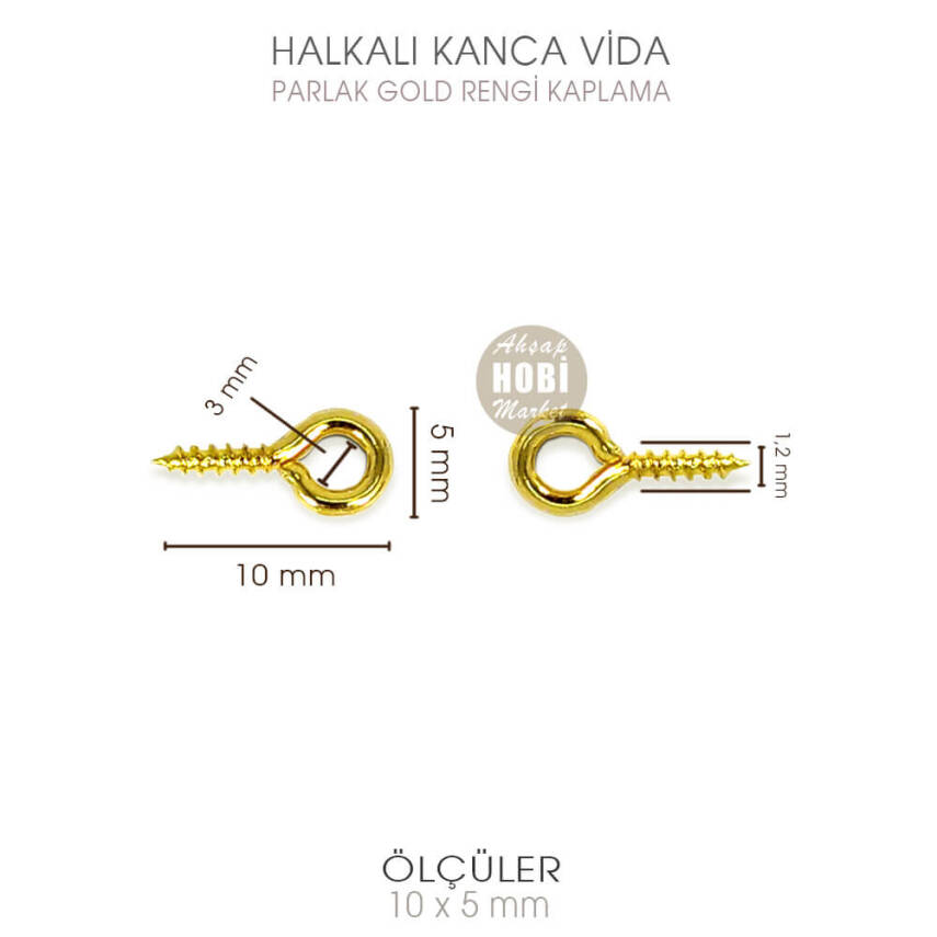 Minik Kanca Vida 50 Adet Takı Epoksi Tasarımı (10x5 mm) Parlak Gold - 2