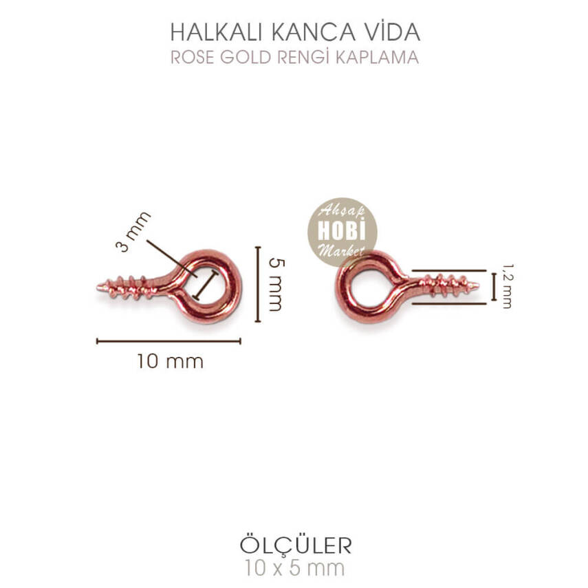 Minik Kanca Vida 50 Adet Takı Epoksi Tasarımı (10x5 mm) Rose Gold - 2