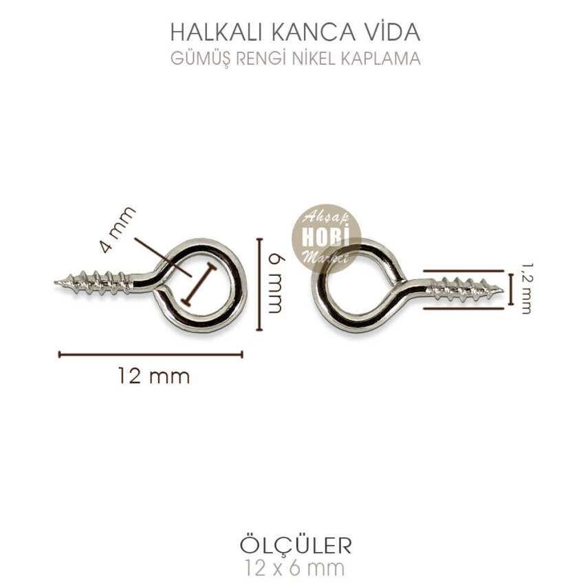 Minik Kanca Vida 50 Adet Takı Epoksi Tasarımı (12x6 mm) Parlak Gumus - 2