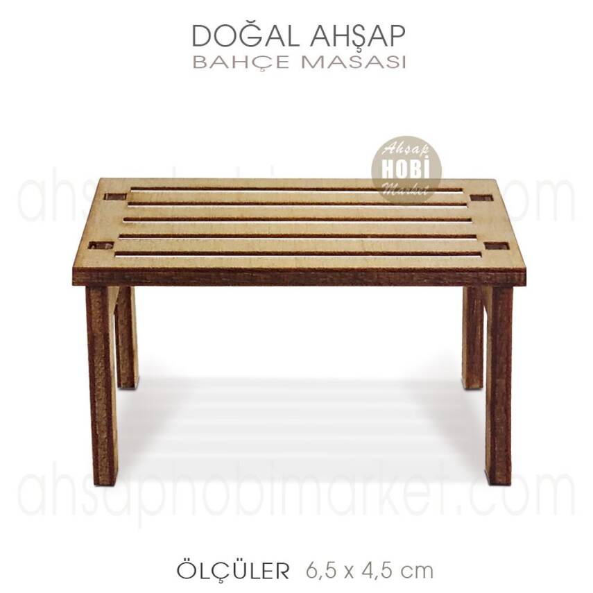 Minyatür Bahçe Masası (7x4,5 cm) Doğal Ağaç - 1