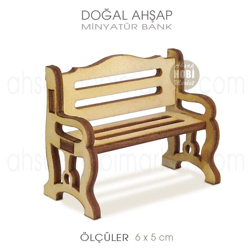 Minyatür Bank (6x5 cm) Doğal Ağaç - 2