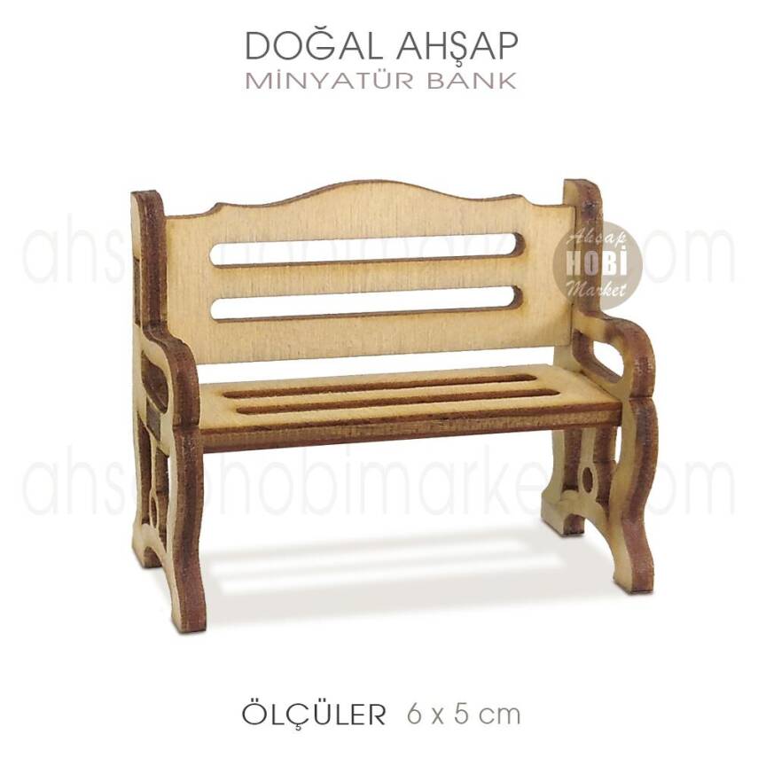 Minyatür Bank (6x5 cm) Doğal Ağaç - 1