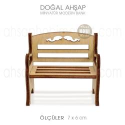 Minyatür Bank Modern (7x6 cm) Doğal Ağaç - Tual Hobi Craft İst