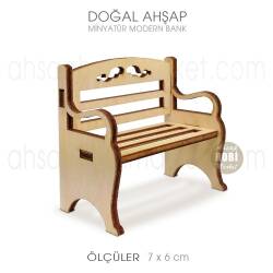 Minyatür Bank Modern (7x6 cm) Doğal Ağaç - Tual Hobi Craft İst (1)