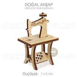 Minyatür Dikiş Makinası (7x5 cm) Doğal Ağaç - Tual Hobi Craft İst (1)