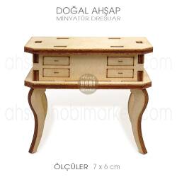 Minyatür Dresuar (7x6 cm) Doğal Ahşap - Tual Hobi Craft İst