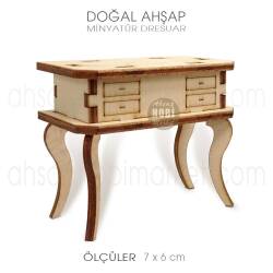 Minyatür Dresuar (7x6 cm) Doğal Ahşap - Tual Hobi Craft İst (1)