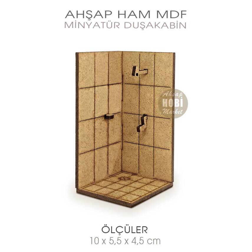 Minyatür Duşakabin (10x5,5 cm) Ahşap Lazer Kesim - 1