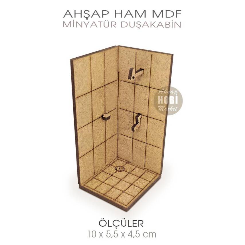 Minyatür Duşakabin (10x5,5 cm) Ahşap Lazer Kesim - 2