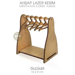 Minyatür Elbise Askısı (10x9 cm) Ahşap Lazer Kesim - Tual Hobi Sanat