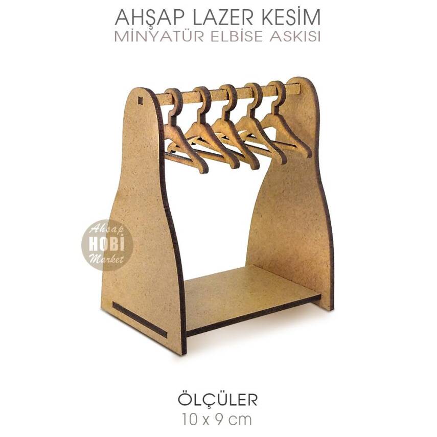 Minyatür Elbise Askısı (10x9 cm) Ahşap Lazer Kesim - 2
