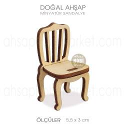 Minyatür Klasik Sandalye (5,5x3 cm) Doğal Ağaç - Tual Hobi Craft İst (1)