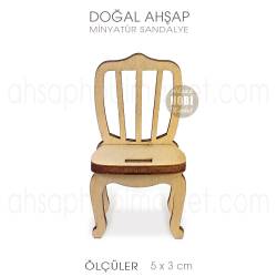 Minyatür Klasik Sandalye (5,5x3 cm) Doğal Ağaç - Tual Hobi Craft İst