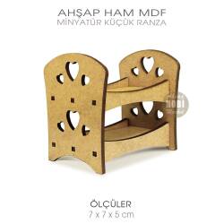 Minyatür Küçük Ranza (7x6 cm) Doğal Ahşap - Tual Hobi Sanat (1)