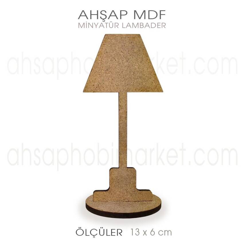 Minyatür Lambader Abajur (13x6 cm) Ham Ahşap - 1