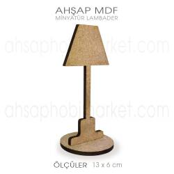 Minyatür Lambader Abajur (13x6 cm) Ham Ahşap - Tual Hobi Sanat (1)