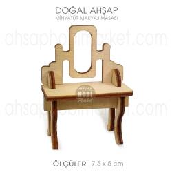 Minyatür Makyaj Masası (7,5x5 cm) Doğal Ağaç - Tual Hobi Sanat