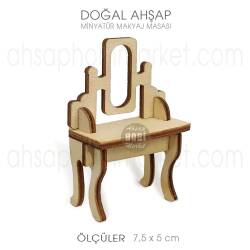 Minyatür Makyaj Masası (7,5x5 cm) Doğal Ağaç - Tual Hobi Sanat (1)