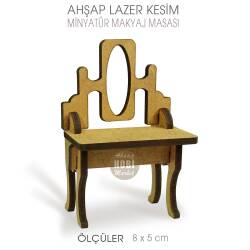 Minyatür Makyaj Masası (8x5 cm) Ahşap Lazer Kesim - Tual Hobi Sanat (1)