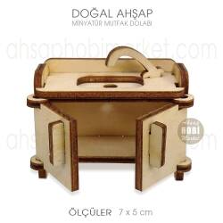 Minyatür Mutfak Dolabı Lavabo (7x5 cm) Doğal Ahşap - Tual Hobi Craft İst (1)