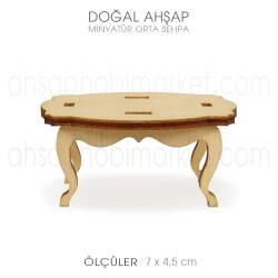 Minyatür Orta Sehpa (7x4,5 cm) Doğal Ağaç - Tual Hobi Craft İst