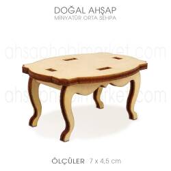 Minyatür Orta Sehpa (7x4,5 cm) Doğal Ağaç - Tual Hobi Craft İst (1)