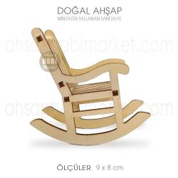 Minyatür Sallanan Sandalye (9x8 cm) Doğal Ağaç - Tual Hobi Craft İst (1)