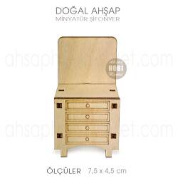 Minyatür Şifonyer (7,5x4,5 cm) Doğal Ağaç - Tual Hobi Craft İst