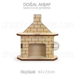 Minyatür Şömine (8,5x7,5 cm) Doğal Ağaç - Tual Hobi Sanat