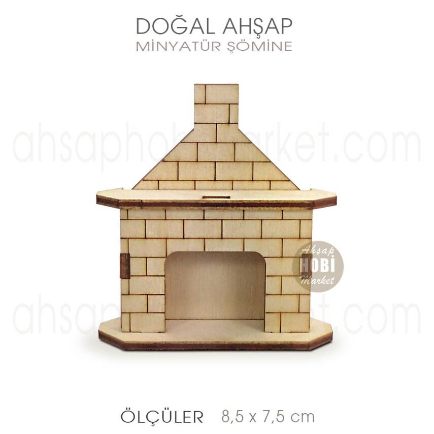 Minyatür Şömine (8,5x7,5 cm) Doğal Ağaç - 1