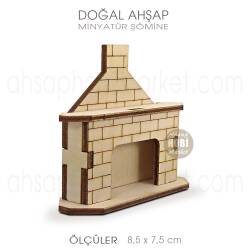 Minyatür Şömine (8,5x7,5 cm) Doğal Ağaç - Tual Hobi Sanat (1)