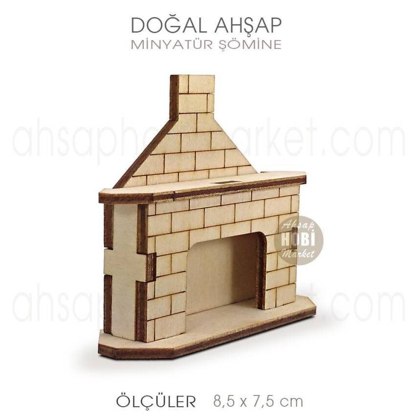 Minyatür Şömine (8,5x7,5 cm) Doğal Ağaç - 2