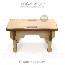 Minyatür Yemek Masası (6,5x5 cm) Doğal Ağaç - Tual Hobi Sanat