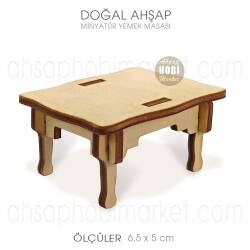 Minyatür Yemek Masası (6,5x5 cm) Doğal Ağaç - Tual Hobi Sanat (1)