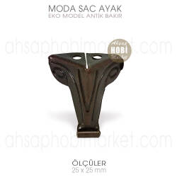 Moda Sac Kutu Sandık Ayağı Ekonomik (25x25 mm) Antik Bakır - Tual Hobi Sanat